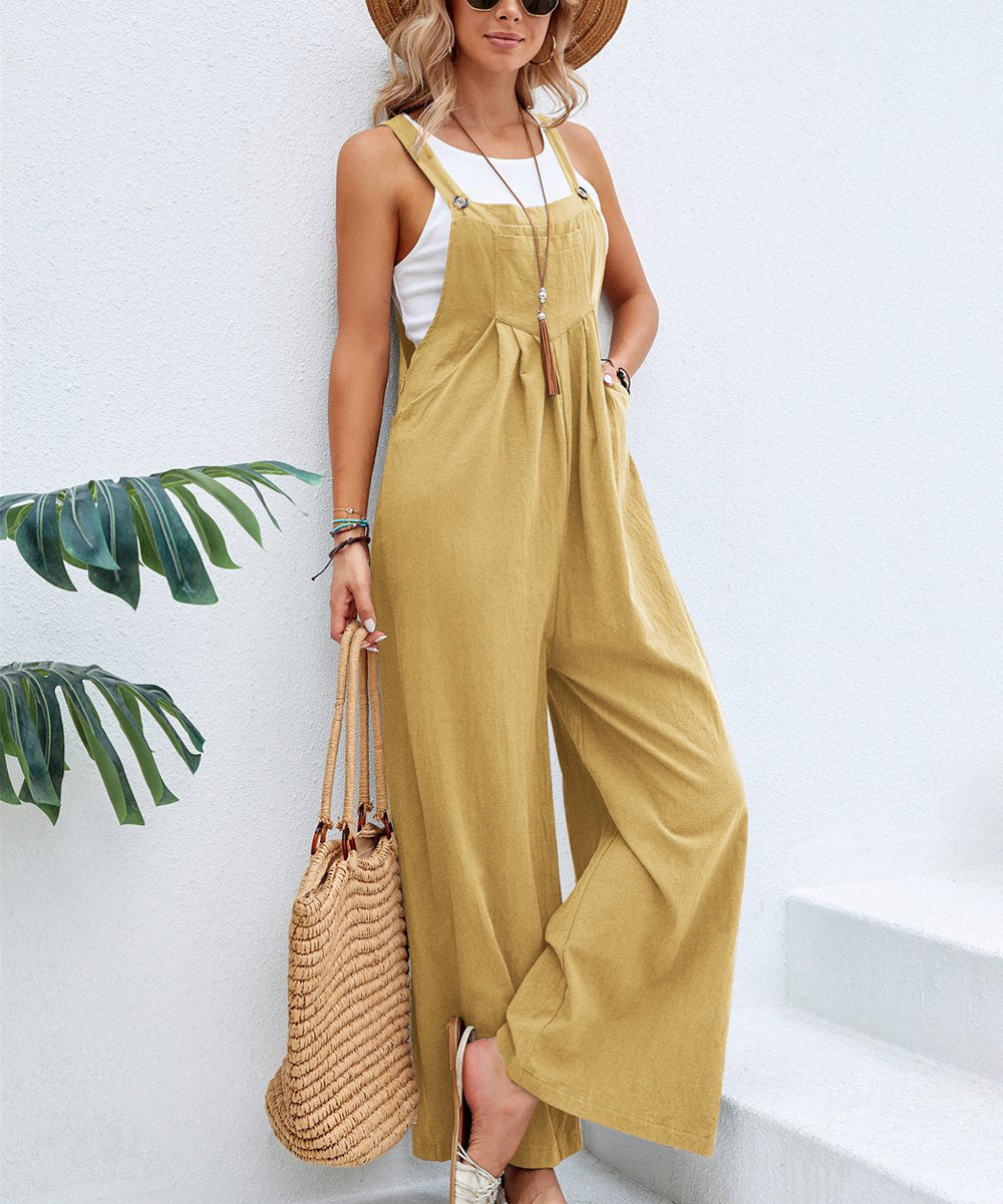 Casual Cotton Suspenders Pants for Women