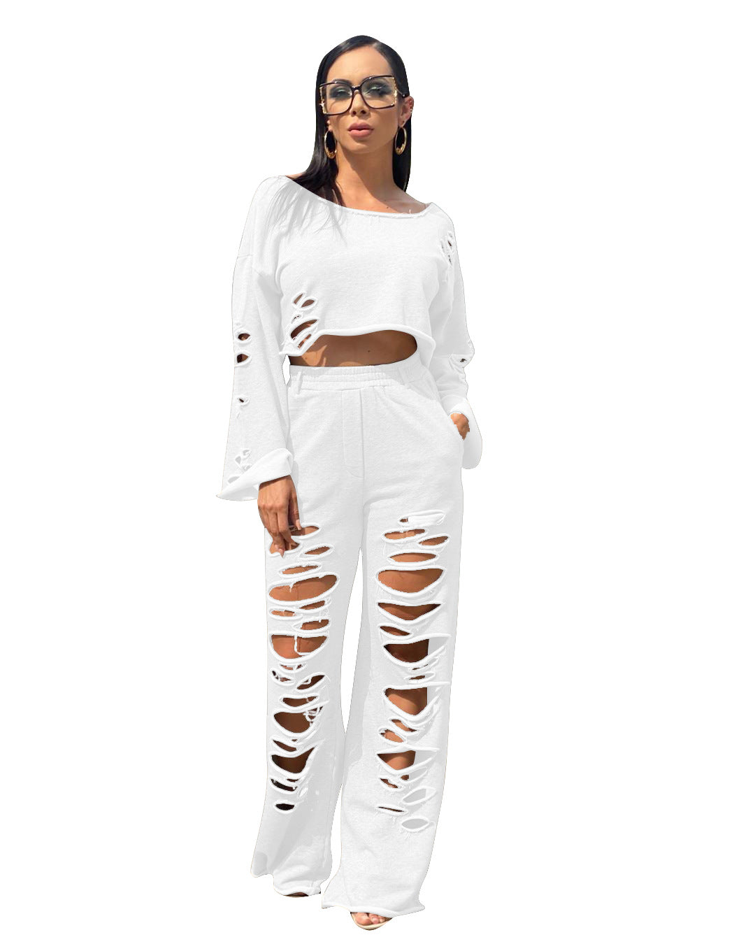 Casual Cotton Sweater and Pants Set