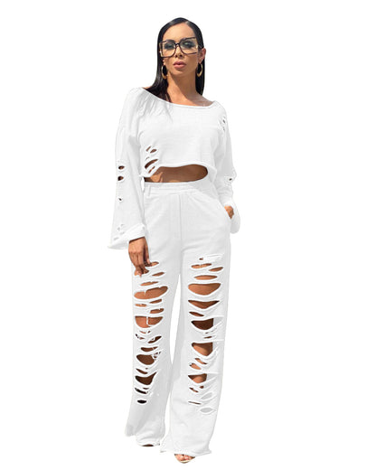 Casual Cotton Sweater and Pants Set