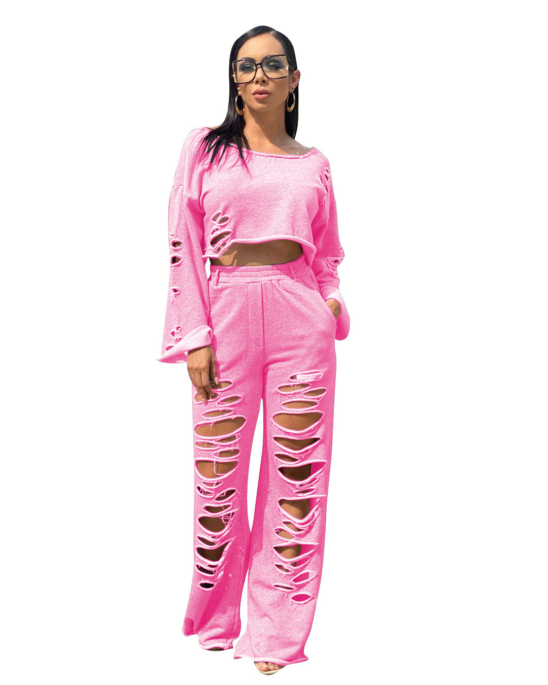 Casual Cotton Sweater and Pants Set