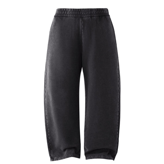 Casual Cotton Trousers with Distressed Finish