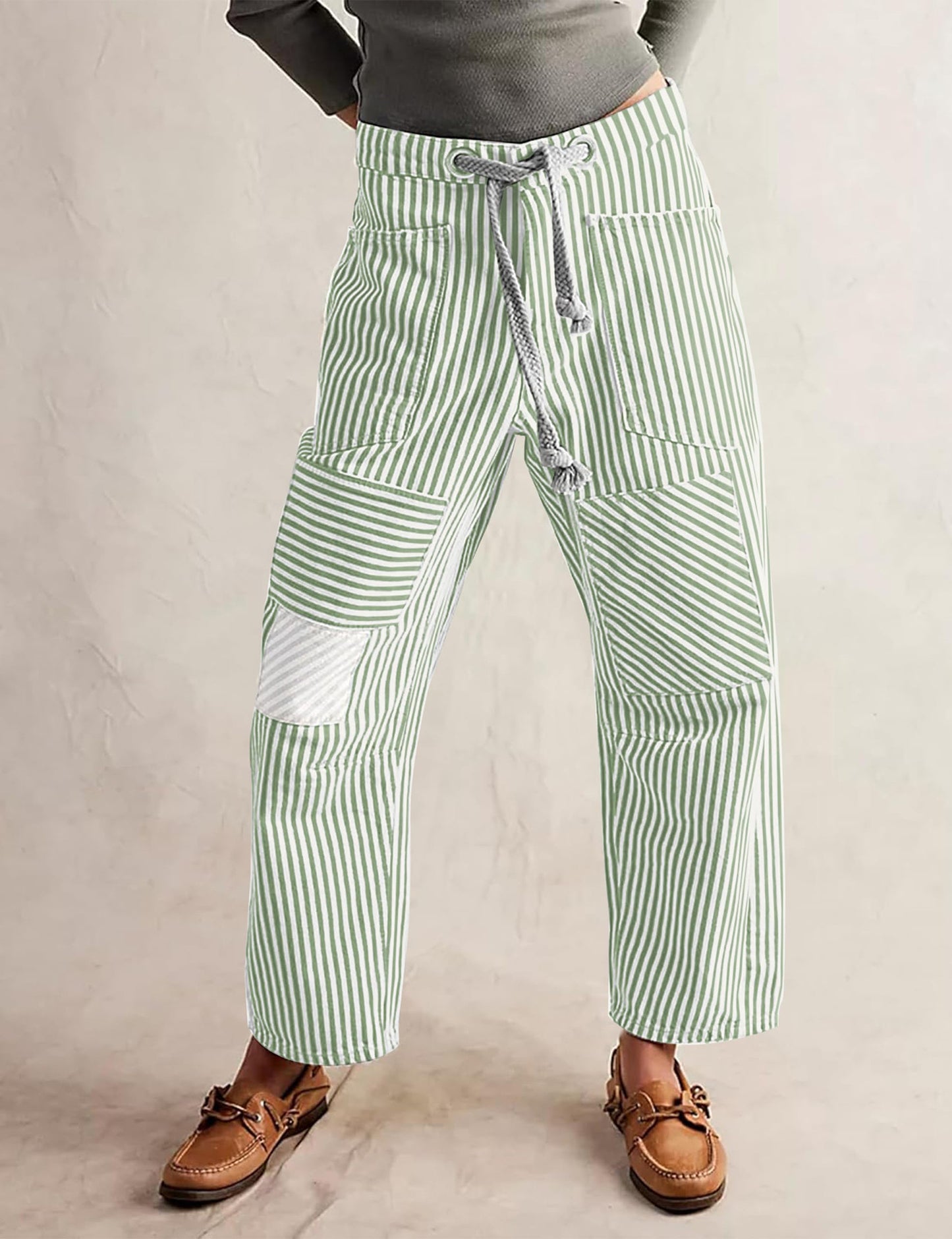 Casual Cotton Wide-Leg Drawstring Trousers