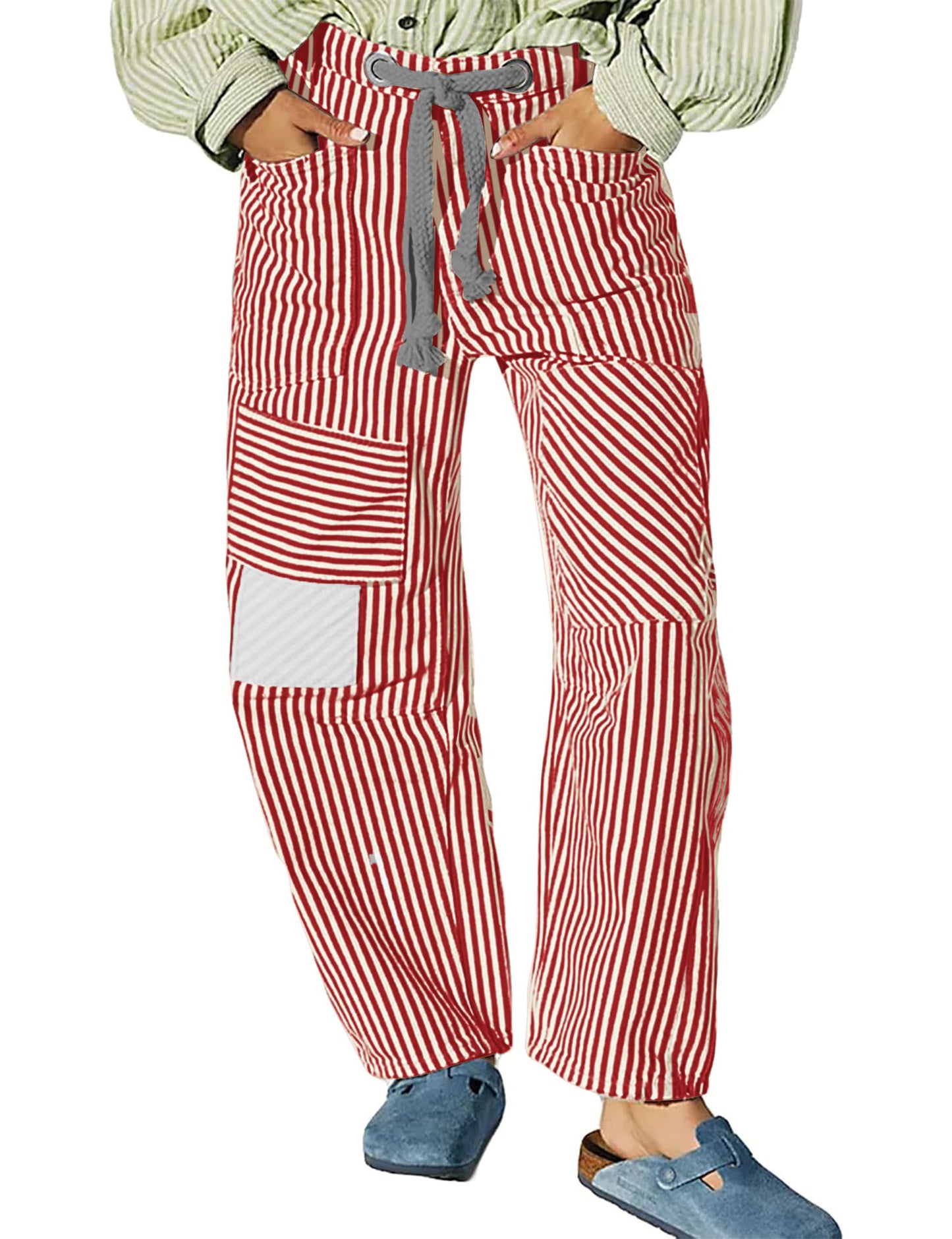 Casual Cotton Wide-Leg Drawstring Trousers
