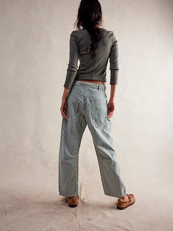 Casual Cotton Wide-Leg Drawstring Trousers