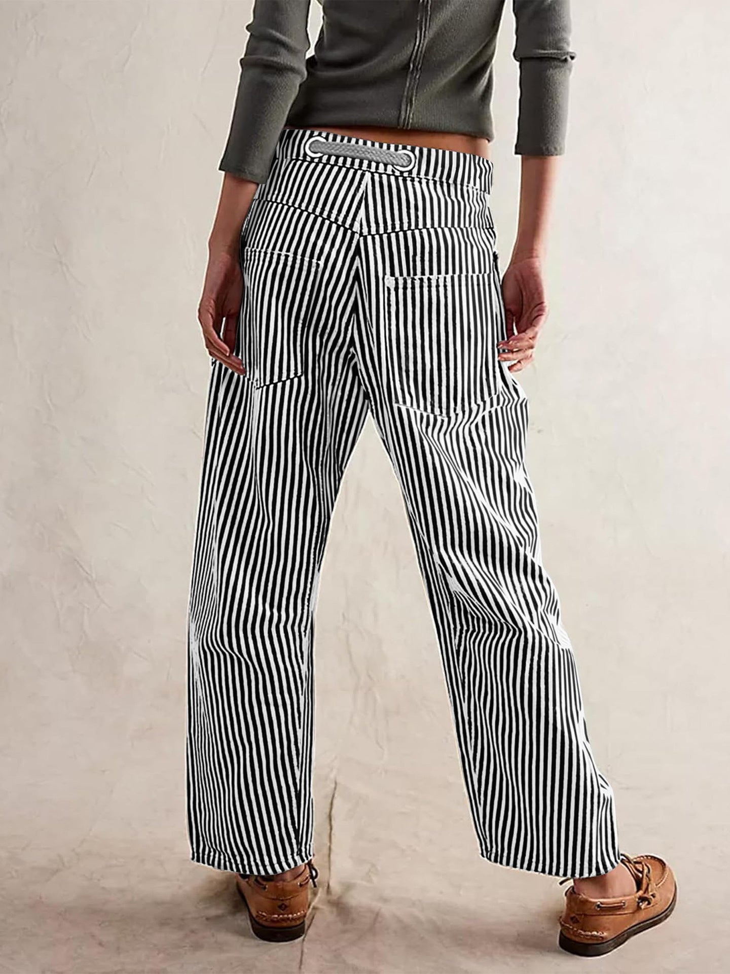 Casual Cotton Wide-Leg Drawstring Trousers