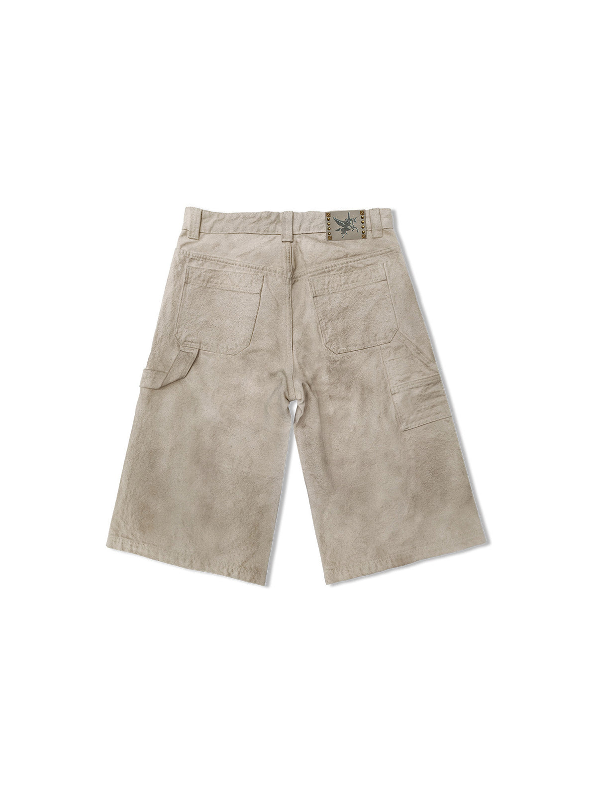 Casual Cotton Work Shorts with Leather Patches