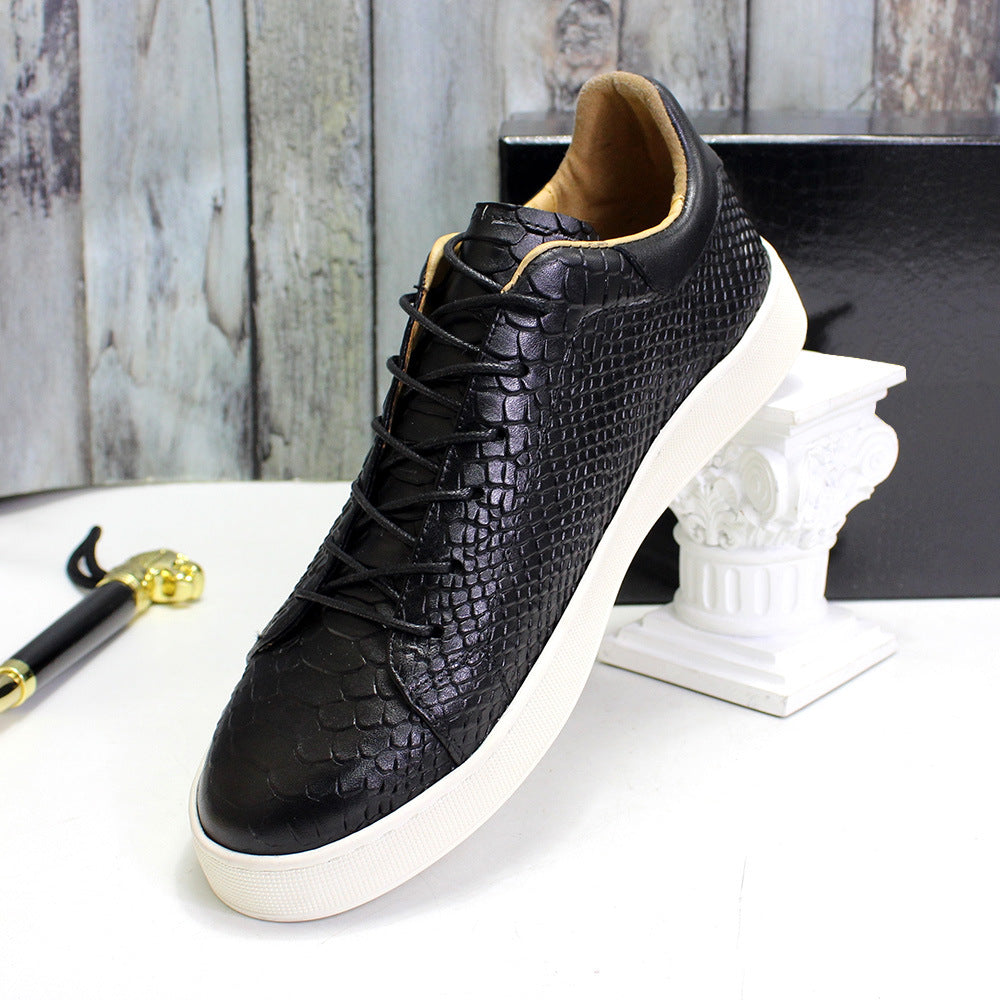 Casual Crocodile Embossed Leather Shoes Men