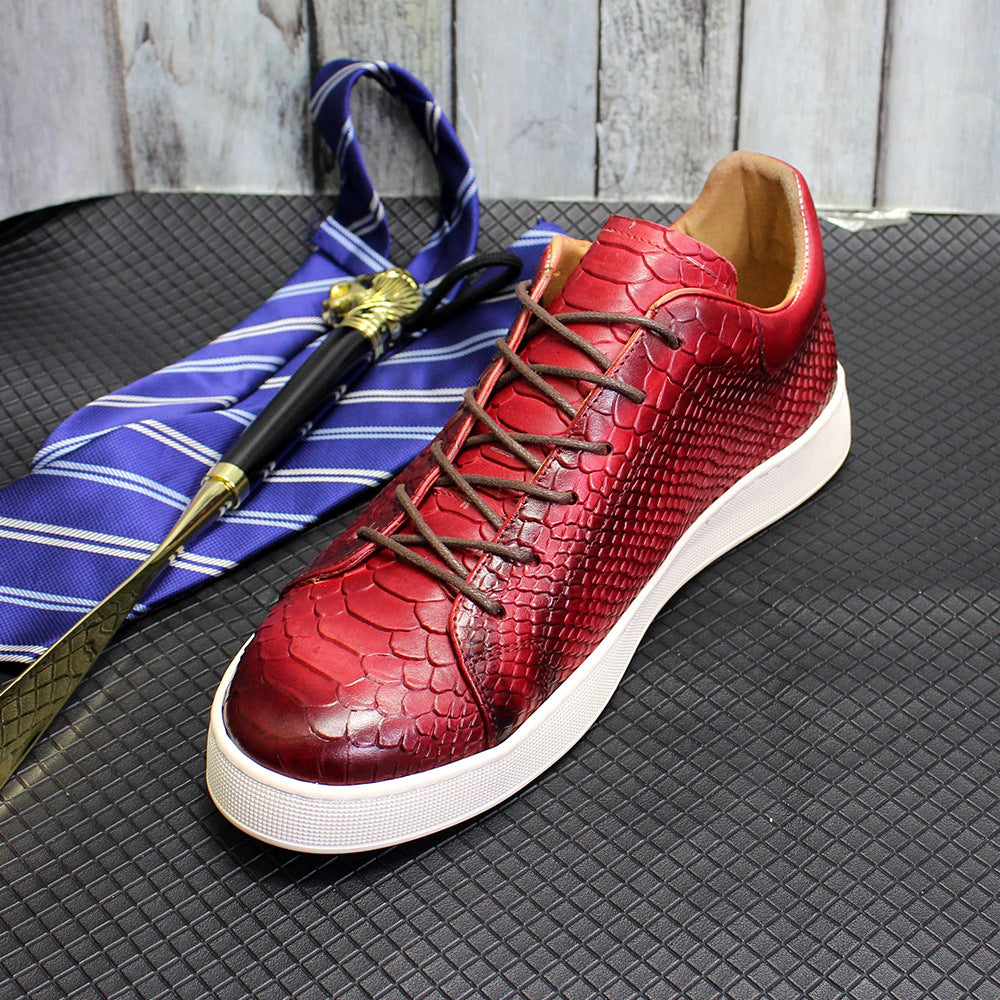 Casual Crocodile Embossed Leather Shoes Men