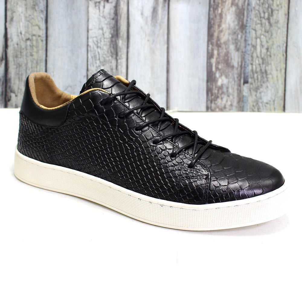 Casual Crocodile Embossed Leather Shoes Men