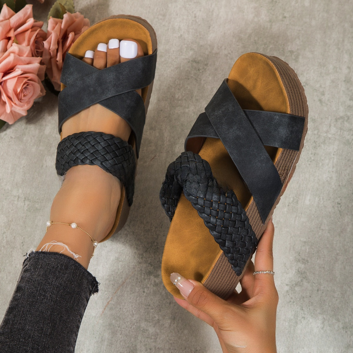 Casual Cross-Woven Thick-Soled Sandals for Women
