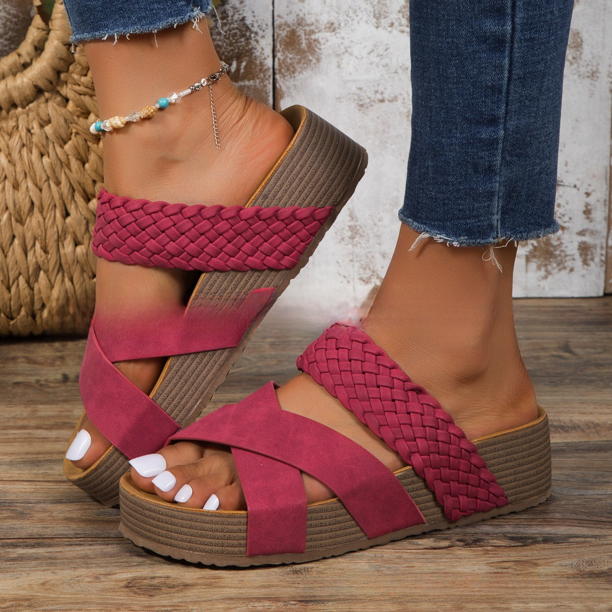 Casual Cross-Woven Thick-Soled Sandals for Women