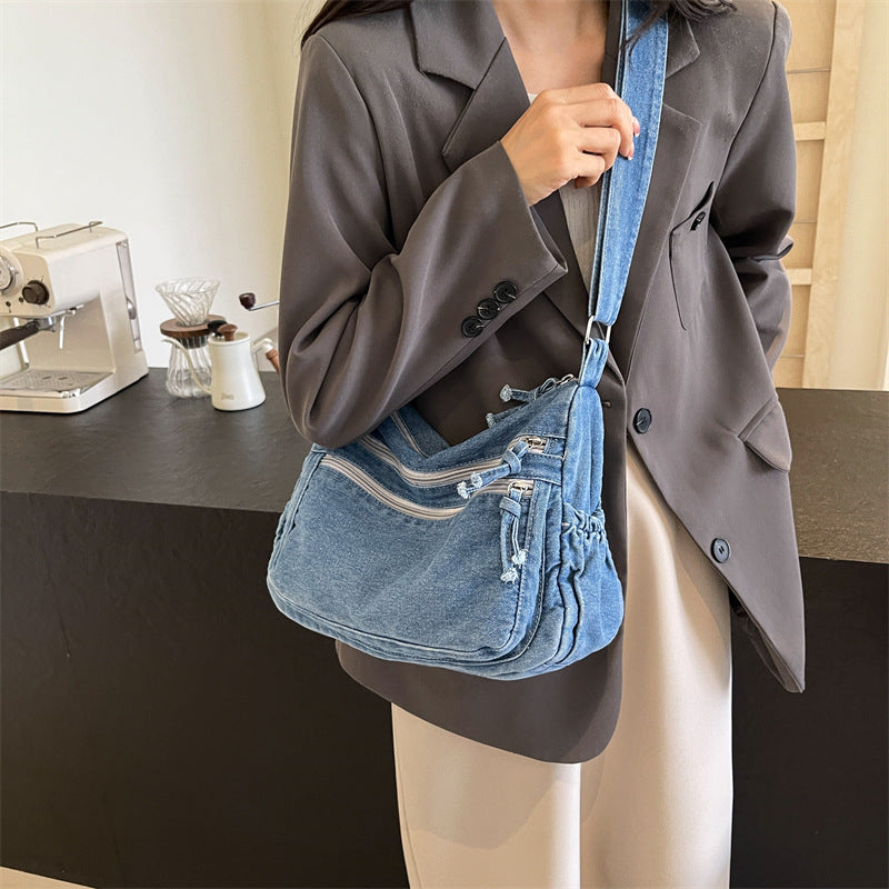 Casual Denim Tote Crossbody Bag