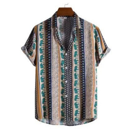 Casual Digital Print Short Sleeve Shirt