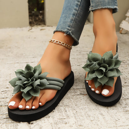 Casual Flower Pattern Flat Sandals
