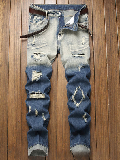 Casual Gradient Ripped Jeans