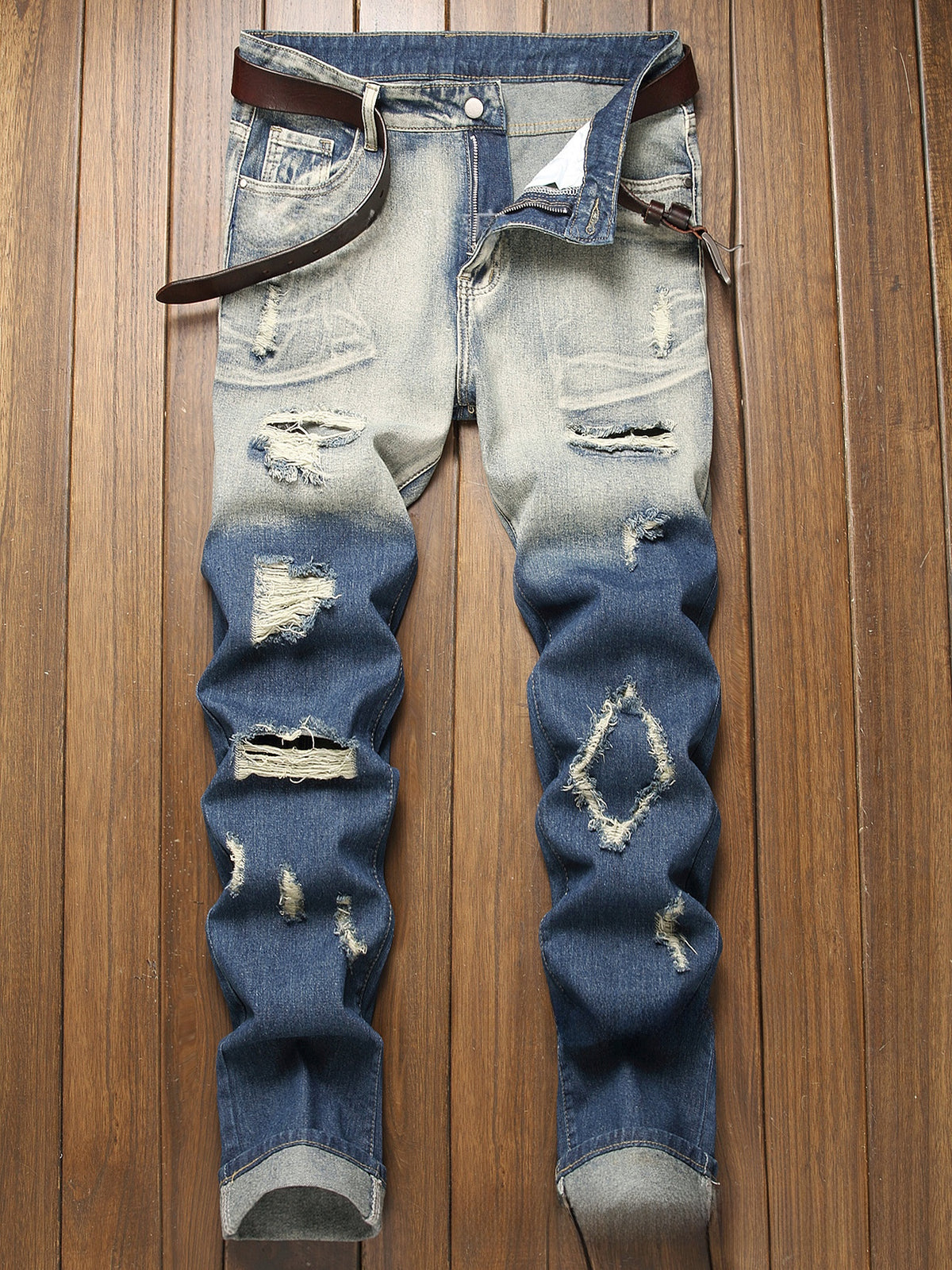 Casual Gradient Ripped Jeans