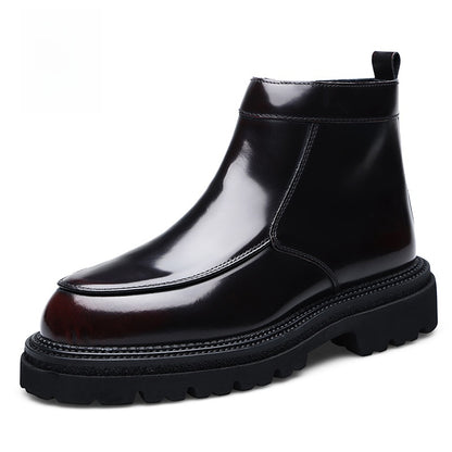 Casual high-top leather shoes