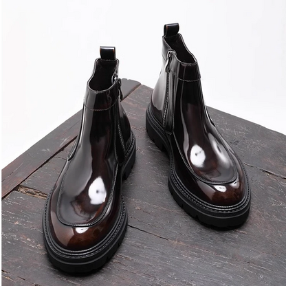 Casual high-top leather shoes
