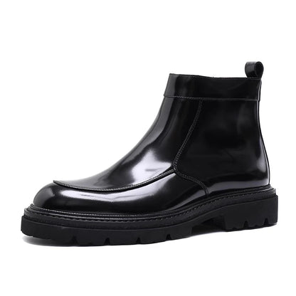 Casual high-top leather shoes