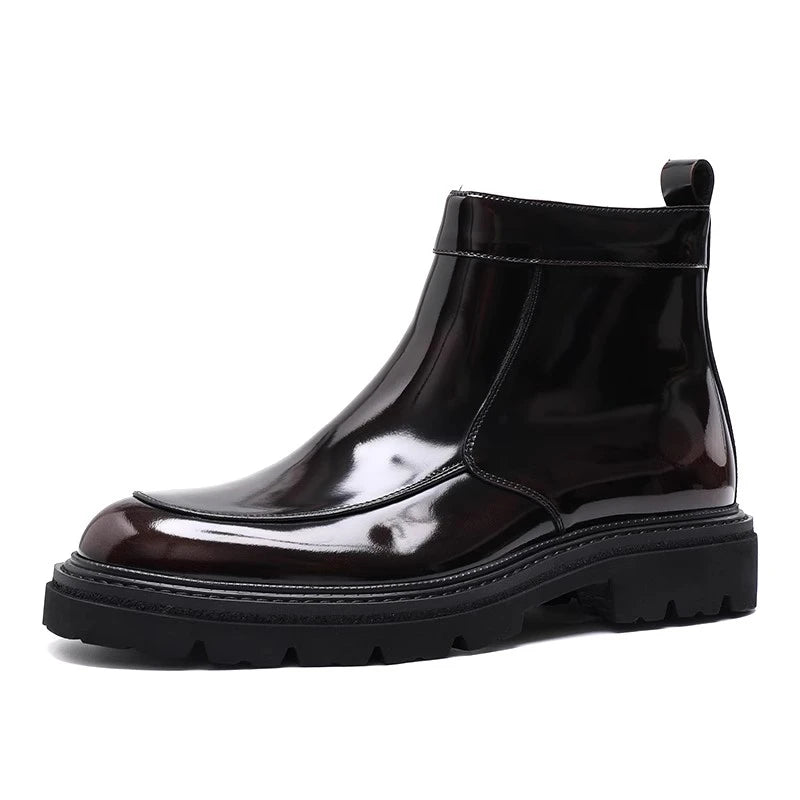 Casual high-top leather shoes