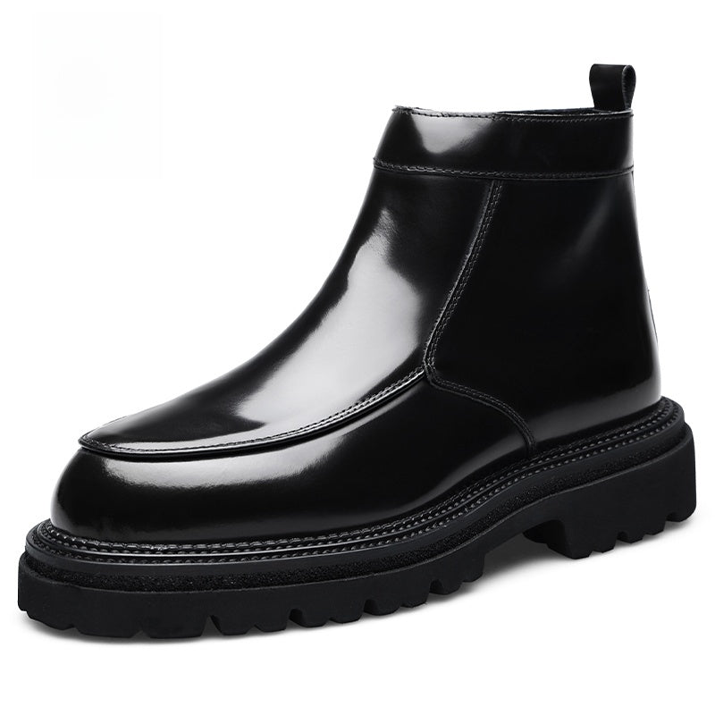 Casual high-top leather shoes