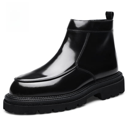 Casual high-top leather shoes