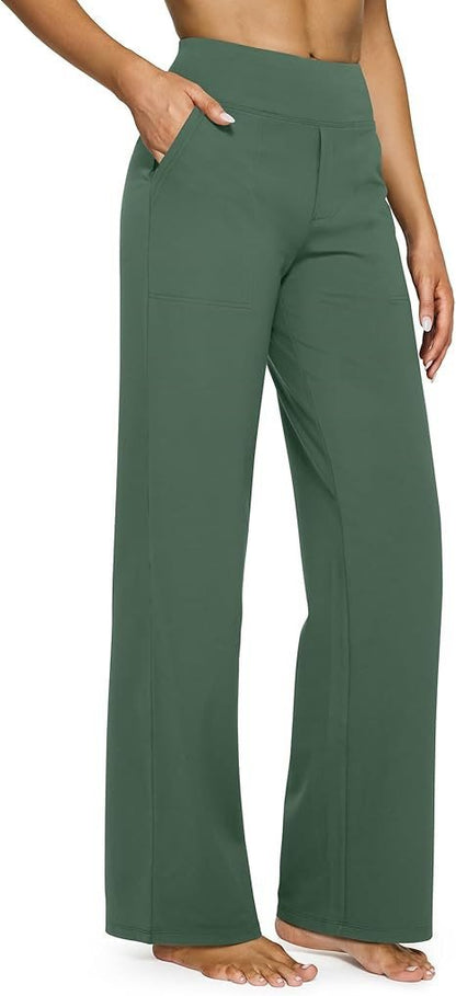 Casual High Waist Straight Leg Pants