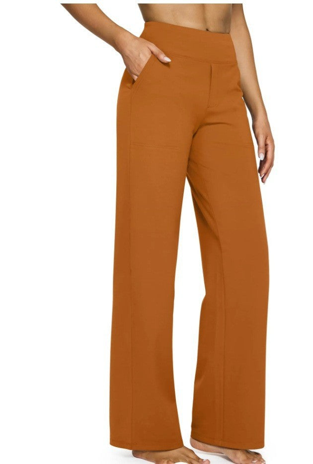 Casual high-waisted straight leg pants