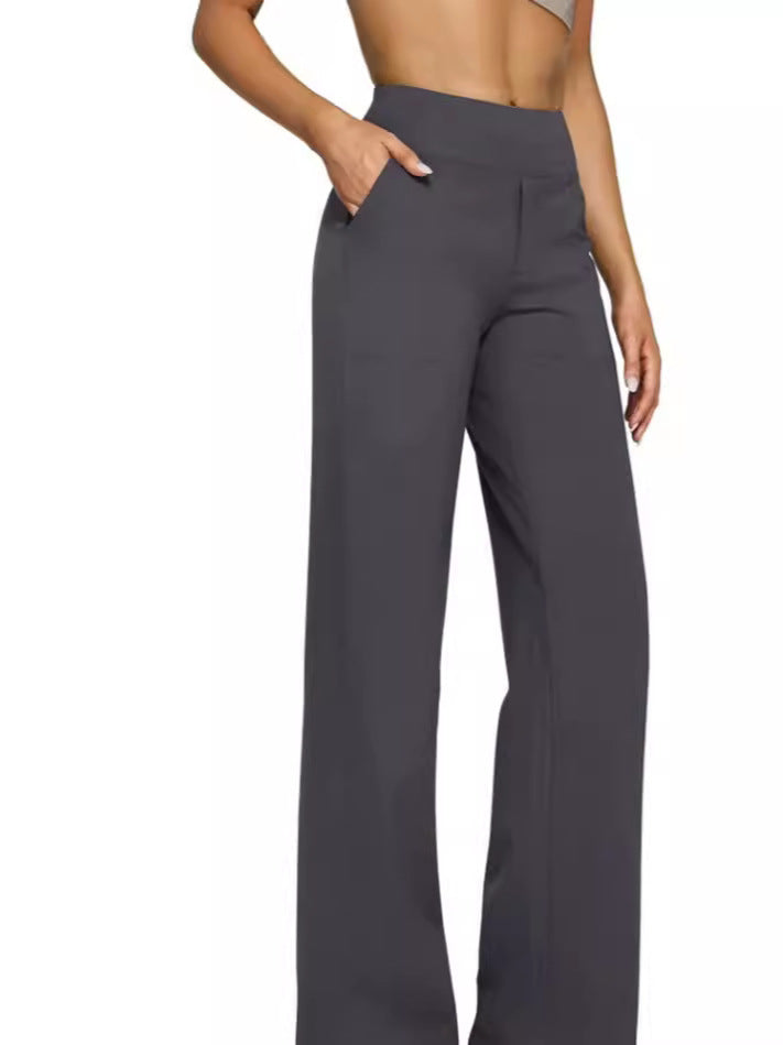 Casual high-waisted straight leg pants
