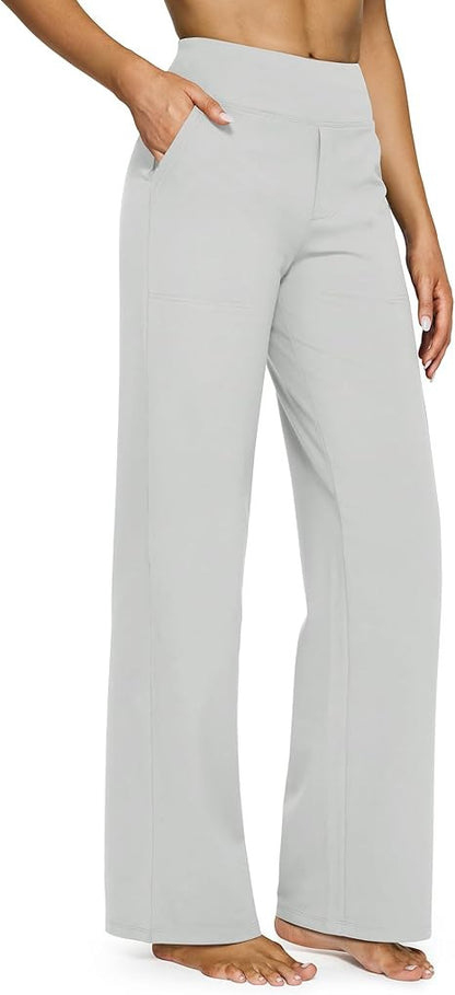 Casual high-waisted straight leg pants