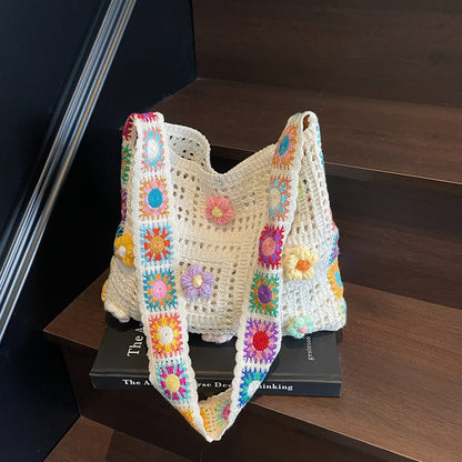Casual Hollow-Out Woven Beach Bag