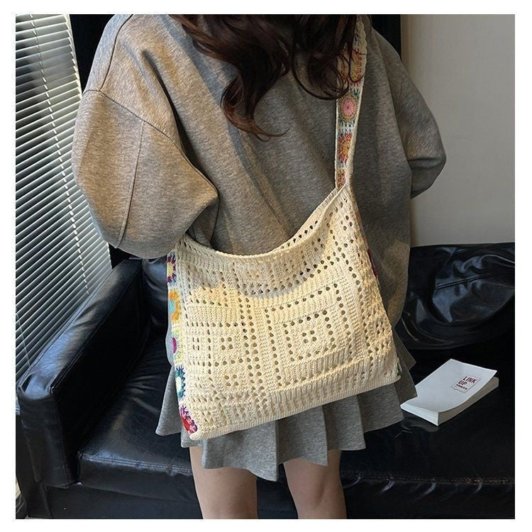 Casual Hollow-Out Woven Beach Bag