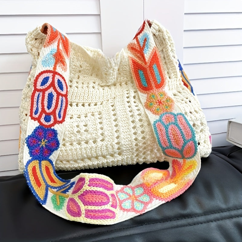 Casual Hollow-Out Woven Beach Bag