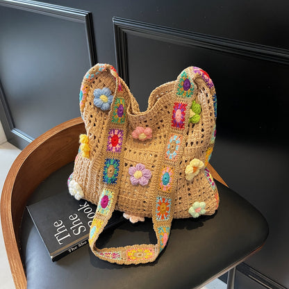 Casual Hollow-Out Woven Beach Bag