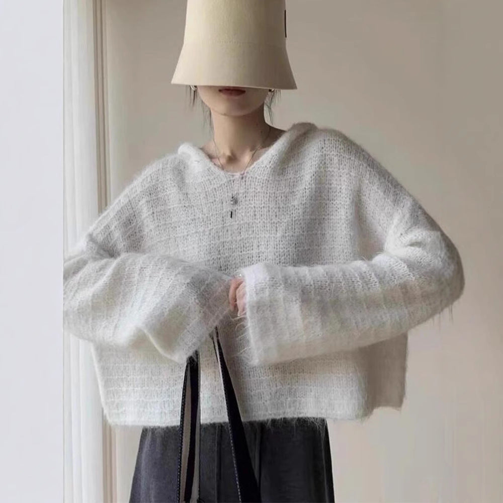 Casual Hooded Knit Sweater for Women