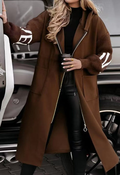 Casual Hooded Long Splicing Jacket
