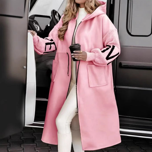 Casual Hooded Long Splicing Jacket