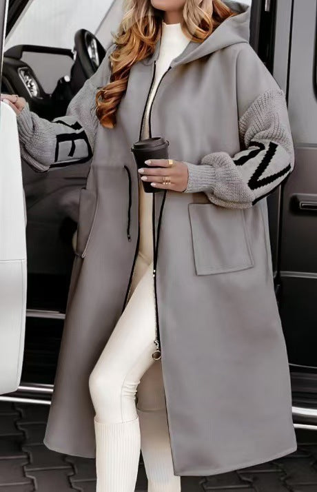 Casual Hooded Long Splicing Jacket
