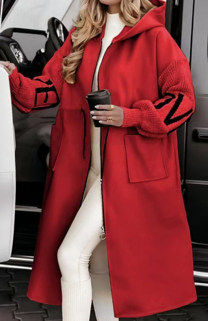 Casual Hooded Long Splicing Jacket