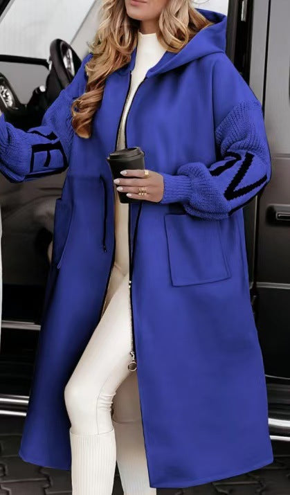 Casual Hooded Long Splicing Jacket