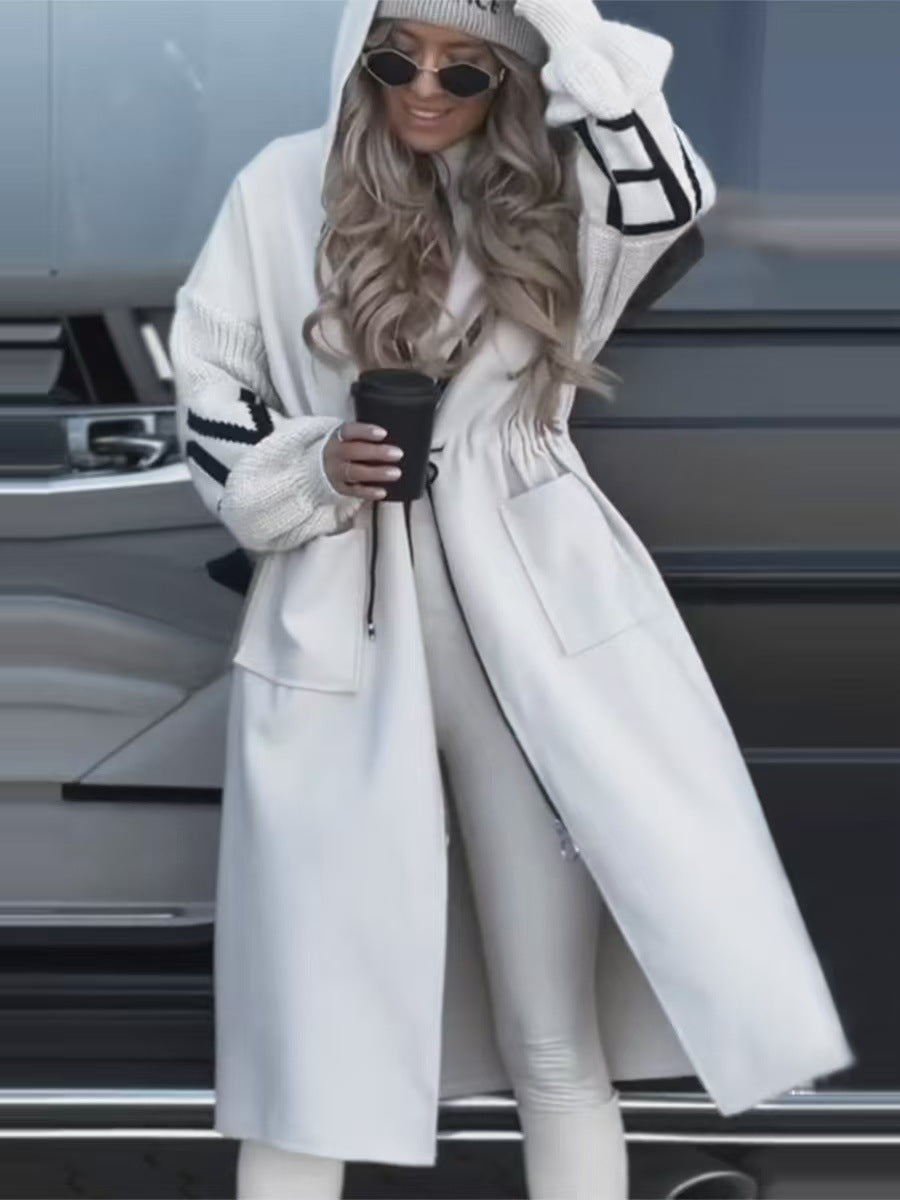 Casual Hooded Long Splicing Jacket