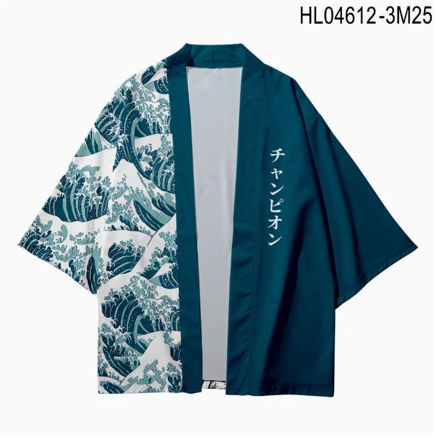 Casual Kimono Robe with 3D Floral Print