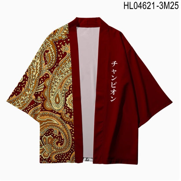Casual Kimono Robe with 3D Floral Print