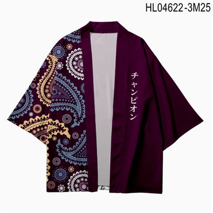 Casual Kimono Robe with 3D Floral Print