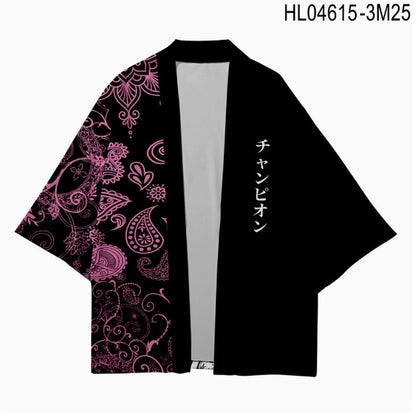 Casual Kimono Robe with 3D Floral Print