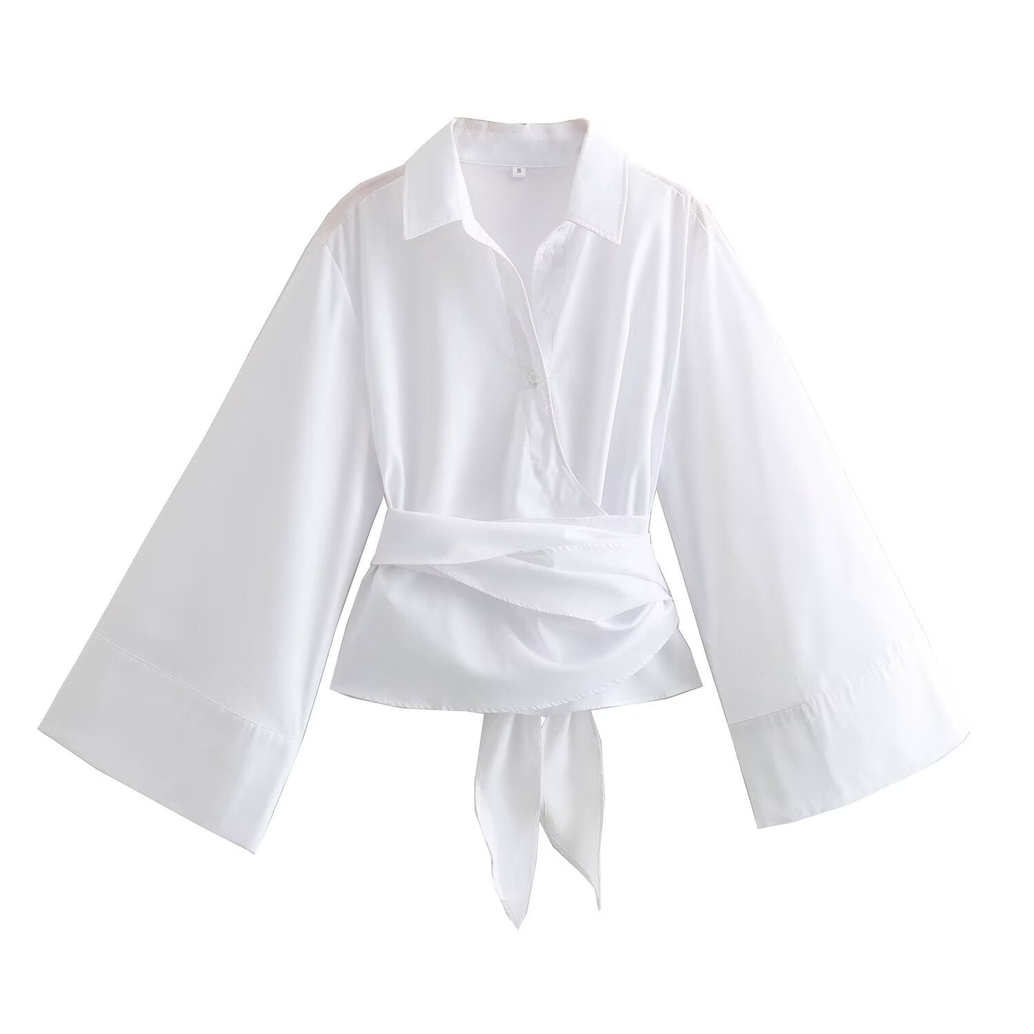 Casual Lapel Bow Poplin Shirt
