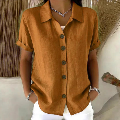 Casual Lapel Button Short Sleeve T-Shirt