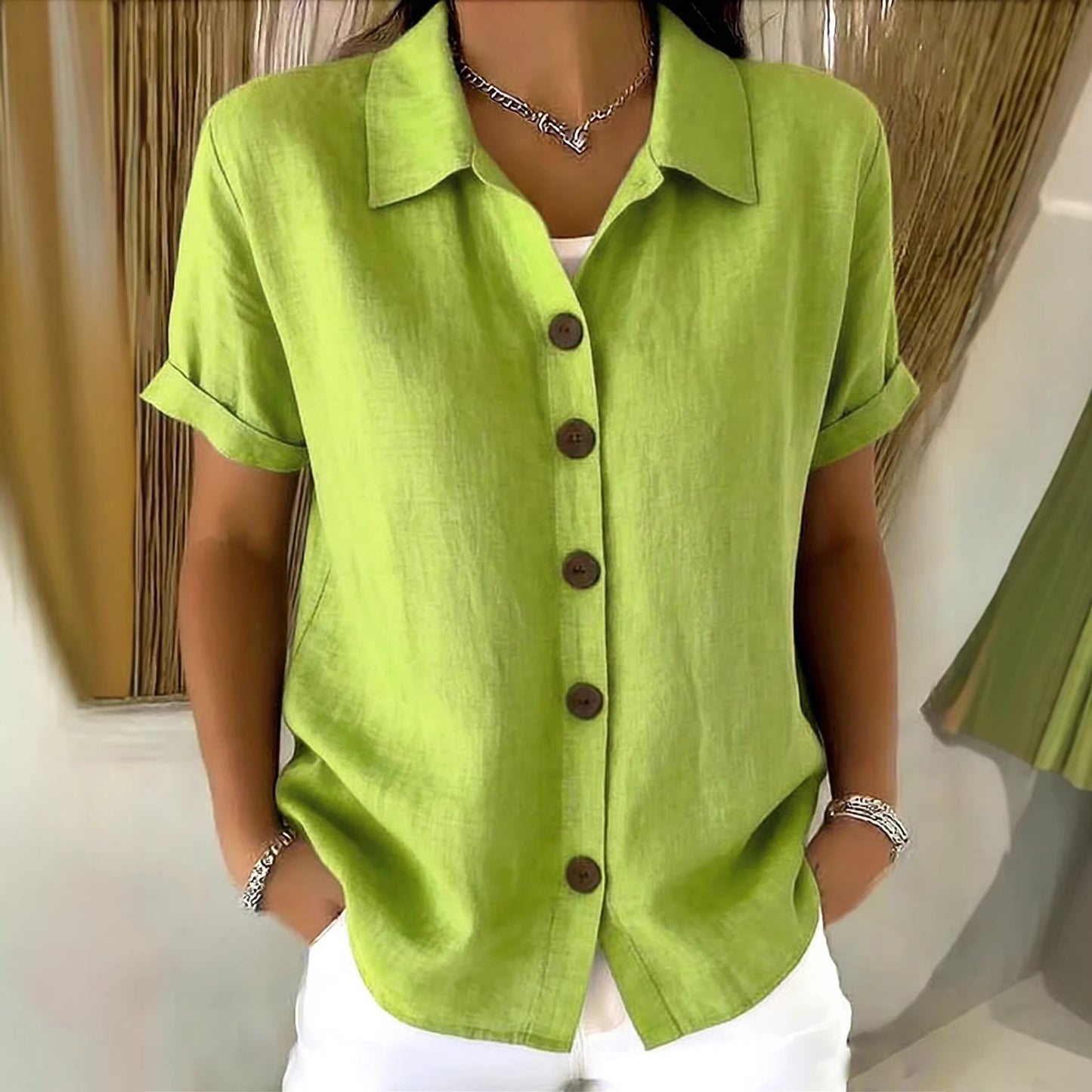 Casual Lapel Button Short Sleeve T-Shirt