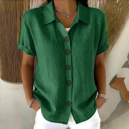 Casual Lapel Button Short Sleeve T-Shirt