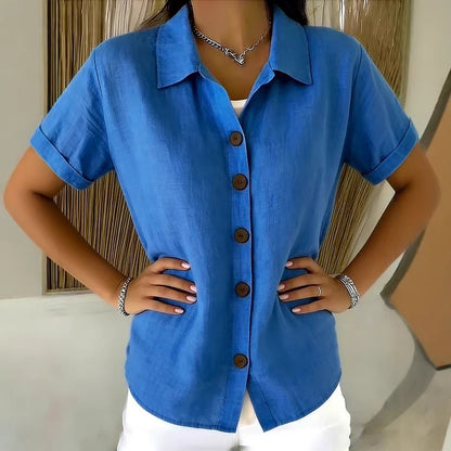Casual Lapel Button Short Sleeve T-Shirt